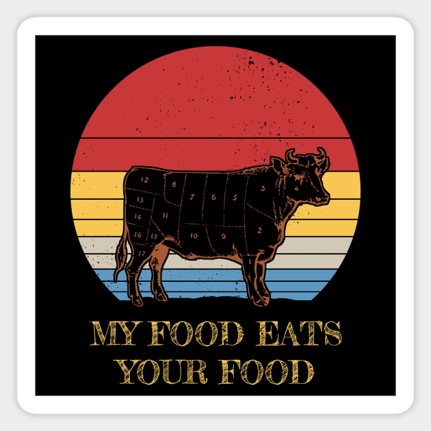 My Food Eats Your Food - Vintage Sunset Sticker by Radarek_Design